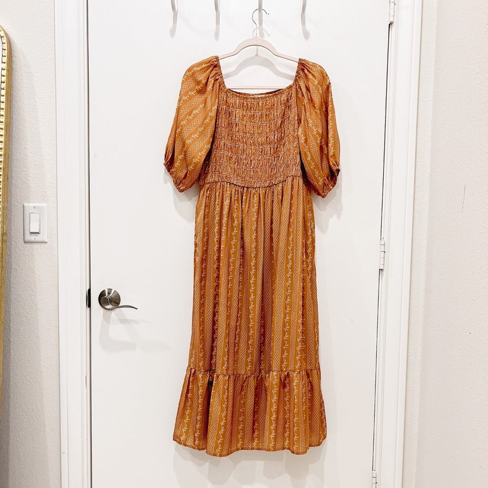 Baltic Born Orange/Gold Midi Dress